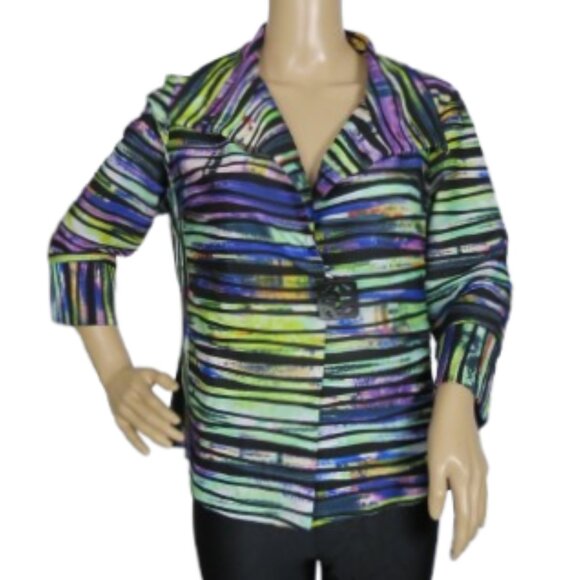 Joseph Ribkoff Colourful Striped Artistic Top - Picture 2 of 7